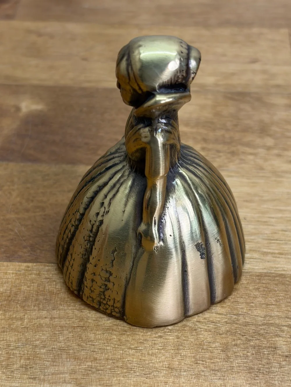 Vintage Solid Brass Crinoline Lady Bell Victorian Southern Belle Basket 3.25